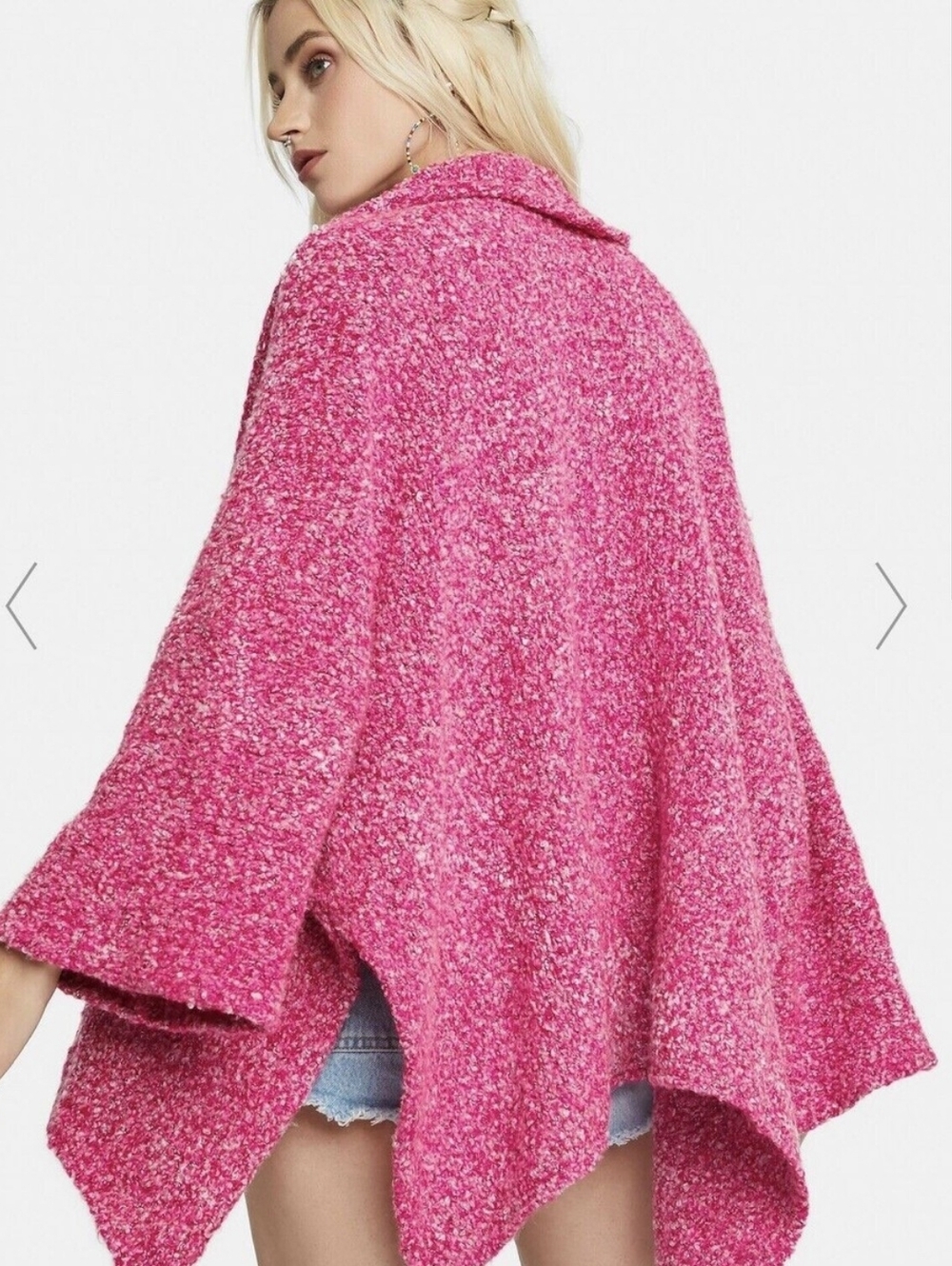 Free People BFF Cardigan Open Front in a Prickly Pear pink color S - Picture 2 of 9